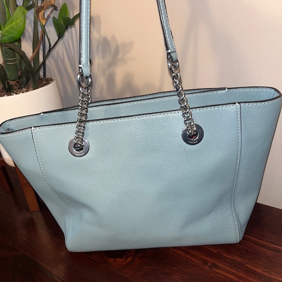 Coach Turnlock Chain Tote 27 57107 Chambray Blue - Picture 3 of 7